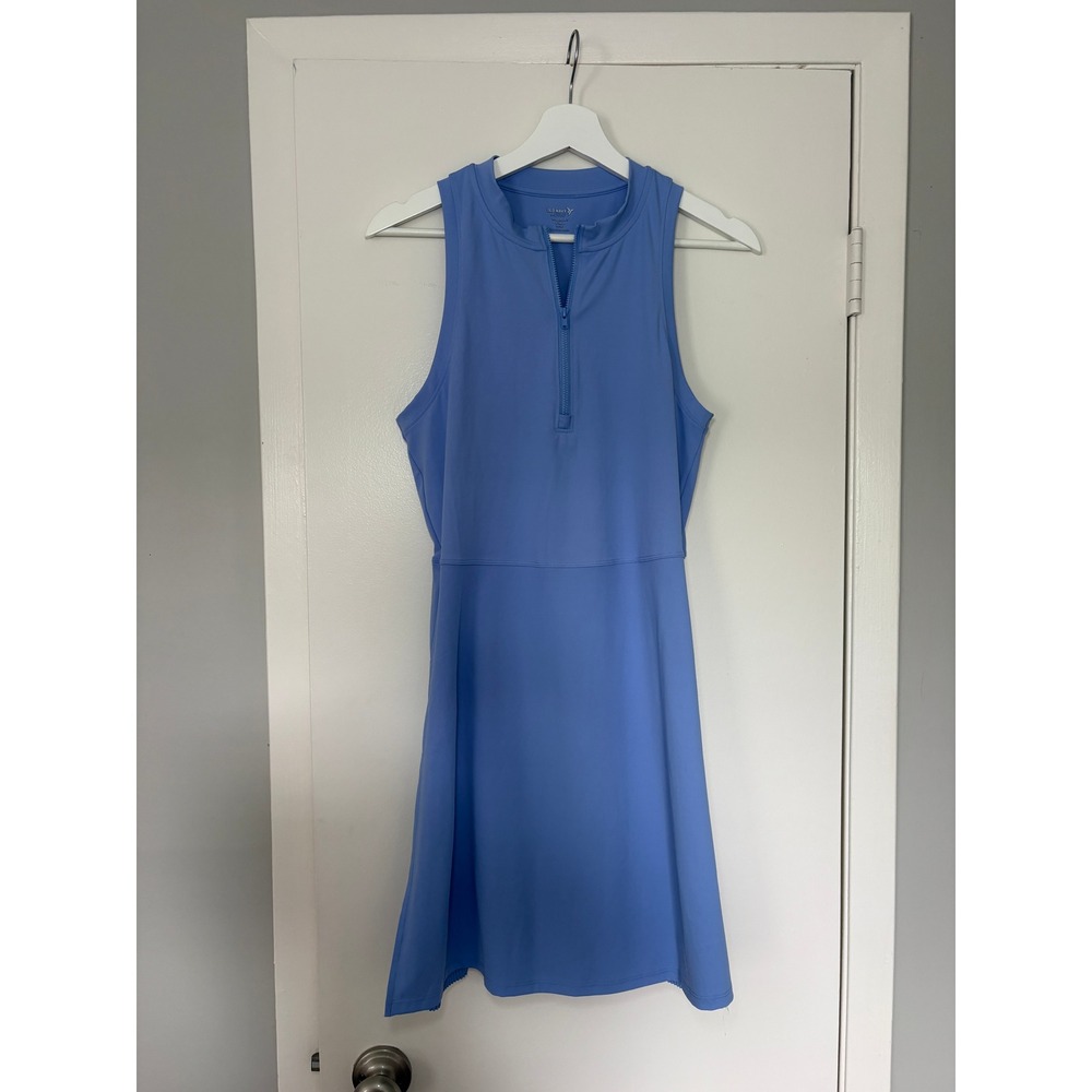 Old Navy Active Powersoft Exercise Dress Small Tall Blue Pleated Quarter Zip